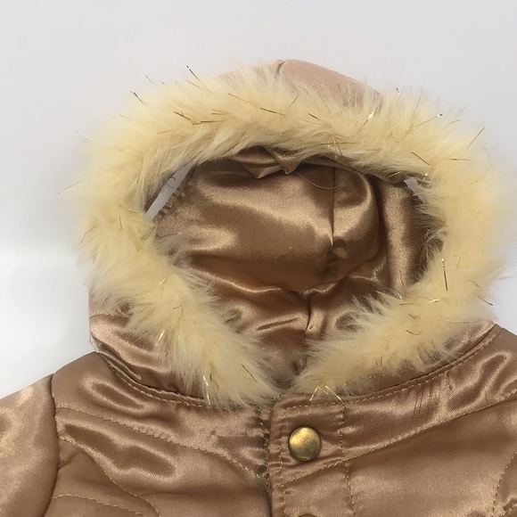 Build A Bear 3 Piece Outfit Tan Metallic Hoodie Snap On With Skirt And Boots - Picture 2 of 11